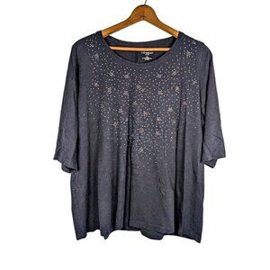 Catherines T Shirt Women's Size 1X Tunic Plus Studded Boho Stretch Lightweight‎